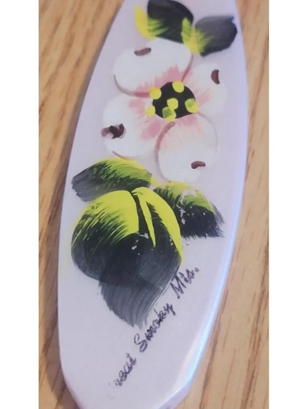 Hand Painted VTG Folding Pocket Comb Great Smoky Mts Dogwood Pink Made in USA